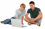 Teenage Boys Using Laptop Stock Photo