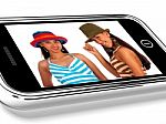 Teenage Friends On Mobile Screen Stock Photo
