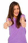 Teenage Girl Winking With Thumbs Up