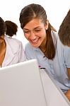 Teenage Students With Laptop