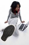 Teenager Girl With Laptop Stock Photo