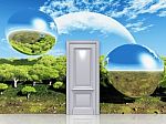 The Door To A Magical Landscape Stock Photo