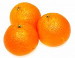 Three Oranges On White Background Stock Photo