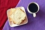 Toast, And Coffee On A Set Table For Breakfast Stock Photo