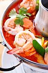 Tom Yam Kung, A Thai Traditional Spicy Prawn Soup Stock Photo