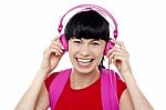 Trendy Music Lover College Student Stock Photo