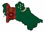 Turkmenistan Map On  Flag Drawing ,grunge And Retro Flag Series Stock Photo