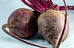 Two Beetroots Over White Background Stock Photo
