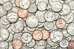 Various Usa, American Coins For Business, Money, Financial Concept Background Stock Photo