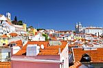 Vibrant Rooftops Of Lisbon In Spring Stock Photo
