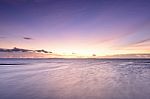 Vintage Beach And Sky At Dusk Background Stock Photo