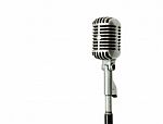 Vintage Microphone Isolated On White Stock Photo