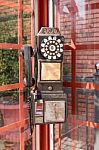 Vintage Red Telephone Box Stock Photo