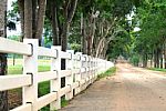 White Country Fence Stock Photo