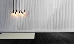 White Simple Wall With Lamp Hanging On Ceiling Interior Backgrou Stock Photo