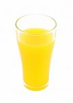 Wide Mount Glass Of Oragne Juice On White Background Stock Photo