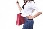 Woman Go Shopping Stock Photo