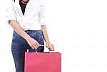 Woman Go Shopping Stock Photo