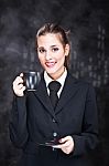 Woman Holding Black Cup Of Coffee Stock Photo