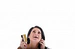 Woman Holding Credit Card Stock Photo
