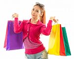 Woman Holding Shopping Bags Stock Photo