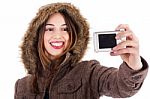 Woman Taking Picture Stock Photo