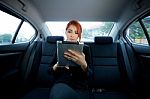 Woman Using Tablet Stock Photo