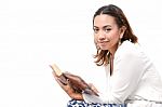 Woman With A Book Stock Photo