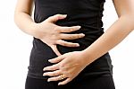 Woman With Abdominal Pain Stock Photo