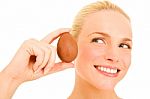 Woman With Chocolate Egg Stock Photo