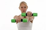 Woman With Dumbbells Stock Photo