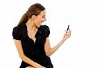 Woman With Phone Stock Photo