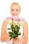 Woman With Roses Stock Photo