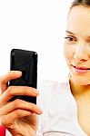 Woman With Smartphone Stock Photo