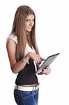 Woman With Tablet Computer Stock Photo