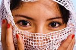 Woman With Veil Over Her Face Stock Photo