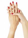 Women Hands With Nail Manicure Stock Photo