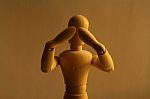 Wooden Figure 'See No Evil' Stock Photo