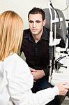 Worried Male Patient Listening Diagnose Stock Photo
