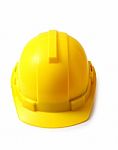 Yellow Safety Helmet On White With Clipping Path Stock Photo