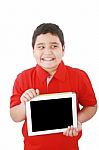 Young Boy With Digital Tablet Stock Photo