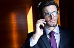 Young Businessman With Smartphone Stock Photo