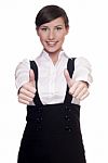 Young Businesswoman Showing Thumbs Up Gesture Stock Photo