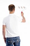 Young Guy Holding Rolling Brush Stock Photo
