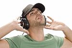 Young Man With Cap And Headphone Stock Photo
