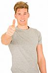 Young Man With Thumb Up Stock Photo