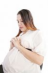 Young Pregnant Woman Praying Stock Photo