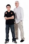 Young Teenager With His Grandfather, Full Length Stock Photo