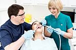 Young Woman At Dental Office Stock Photo