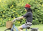 Young Woman Cycling And Having Fun Stock Photo
